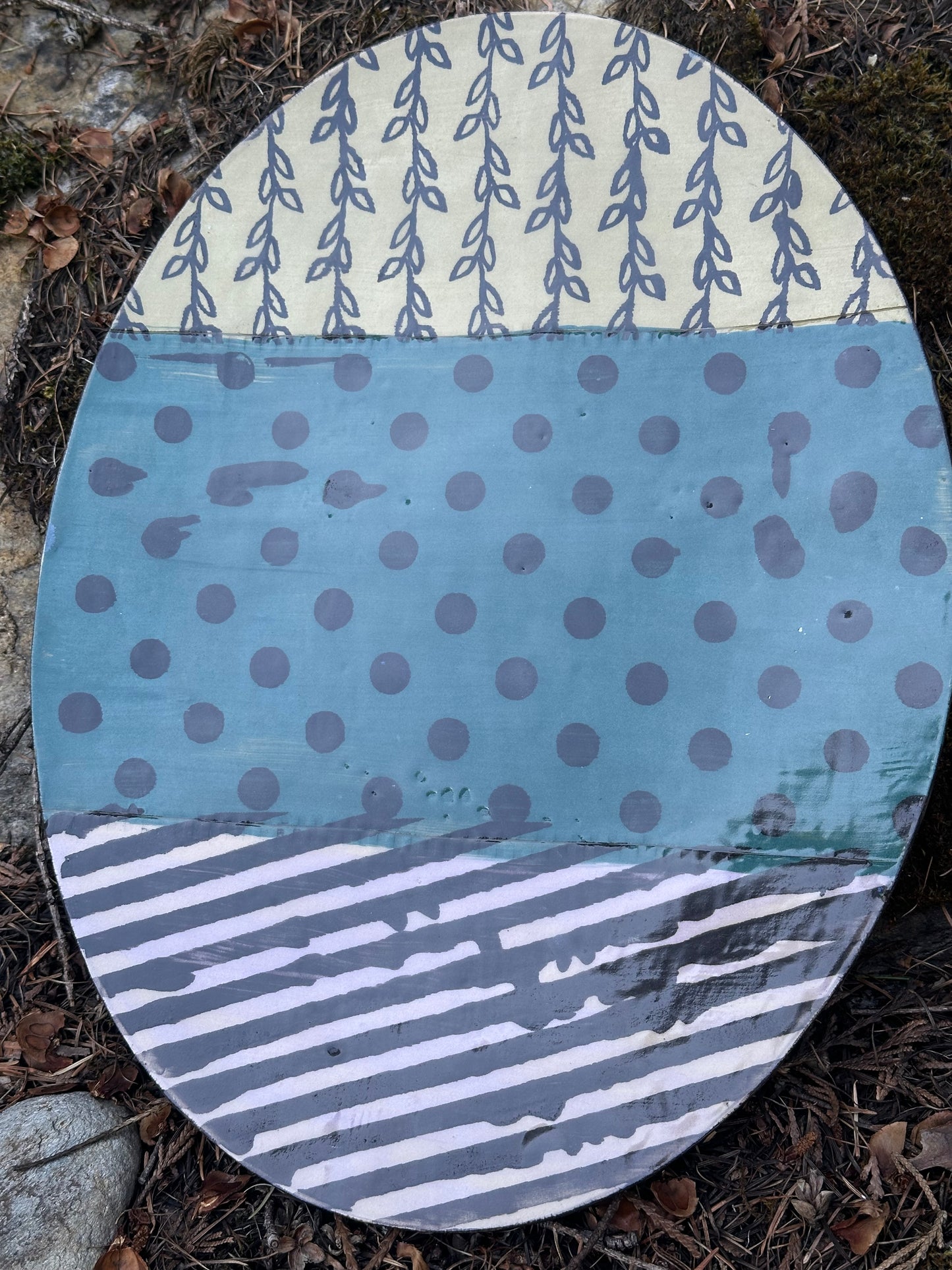 Tricolour Multi Pattern Silk Screen Serving Tray