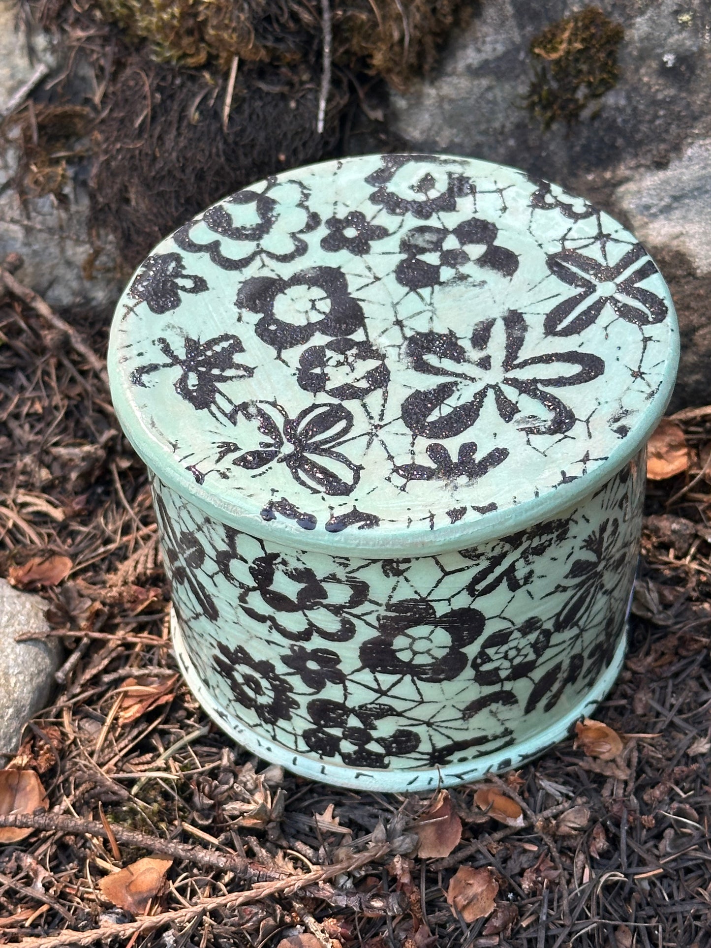 Pottery (Ceramic) Doodle Floral Lace Butter Keeper