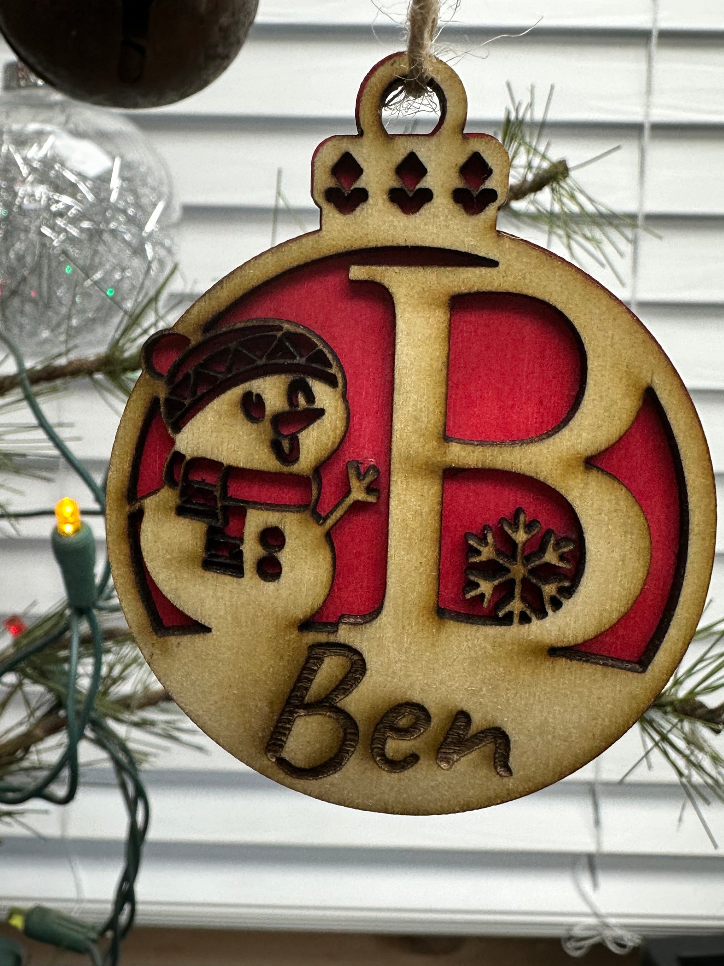 Laser Engraved Monogram Christmas Ornaments with Customization