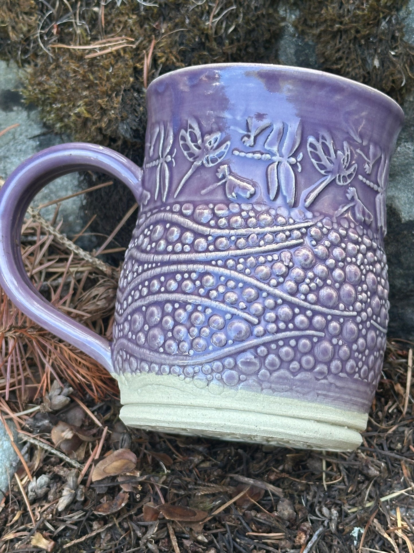 Lavender Bubbles & Dragonflies Pottery/Ceramic Mug approx. 16 oz. (250004)
