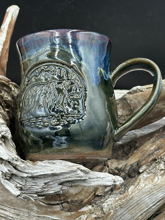 Bear in the Woods Pottery Mug/Cup (M0127) approximately 16 ounces