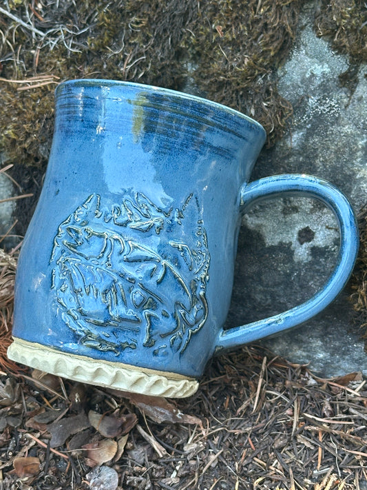 Variegated Blue Trout Fish Jumping Pottery/Ceramic Mug approx. 16 oz. (250003)
