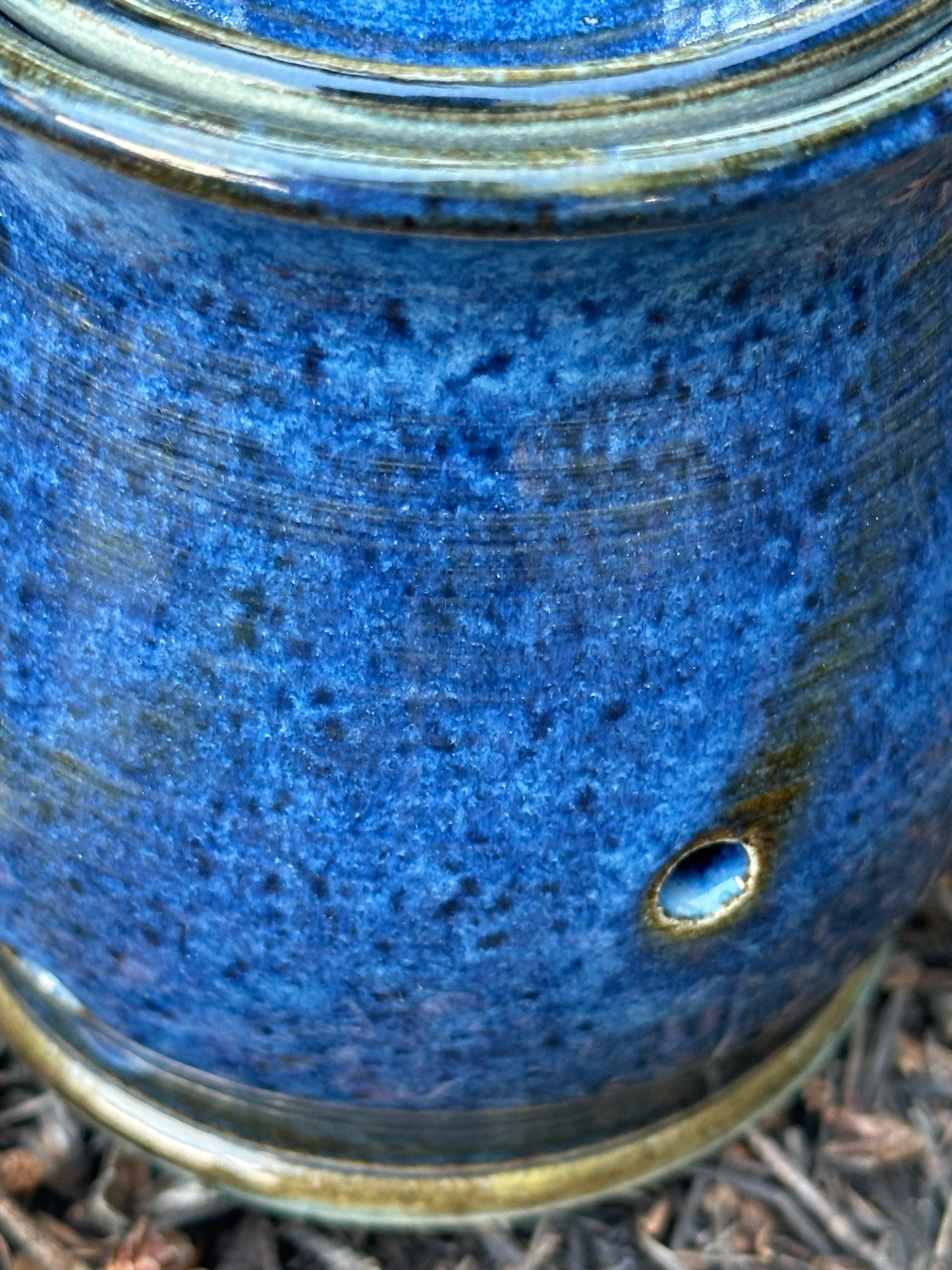 Pottery (Ceramic) Blue Bellied Garlic Keeper