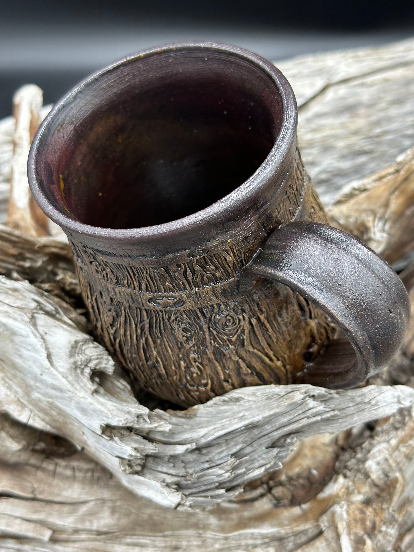 Dark Brown Textured Barrel Mug approximately 20 ounces (M0105)