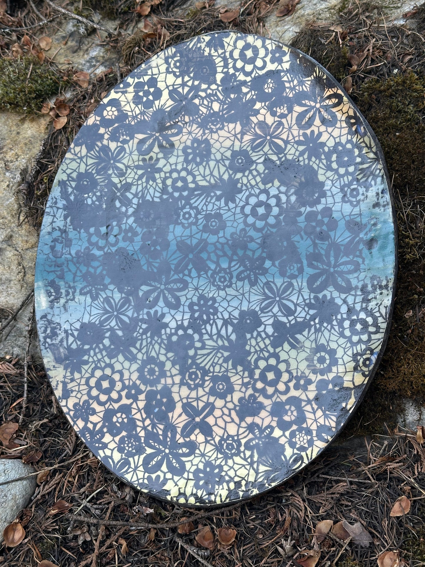 Ombré Silk Lace Silkscreen Serving Tray