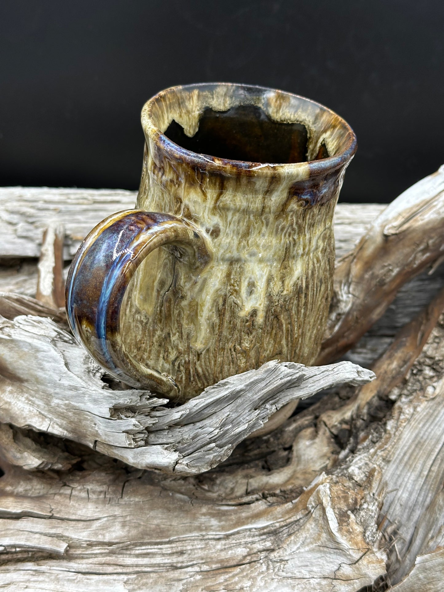 Ivory Washed Barrel Textured Mug approximately 20 ounces (M0107)