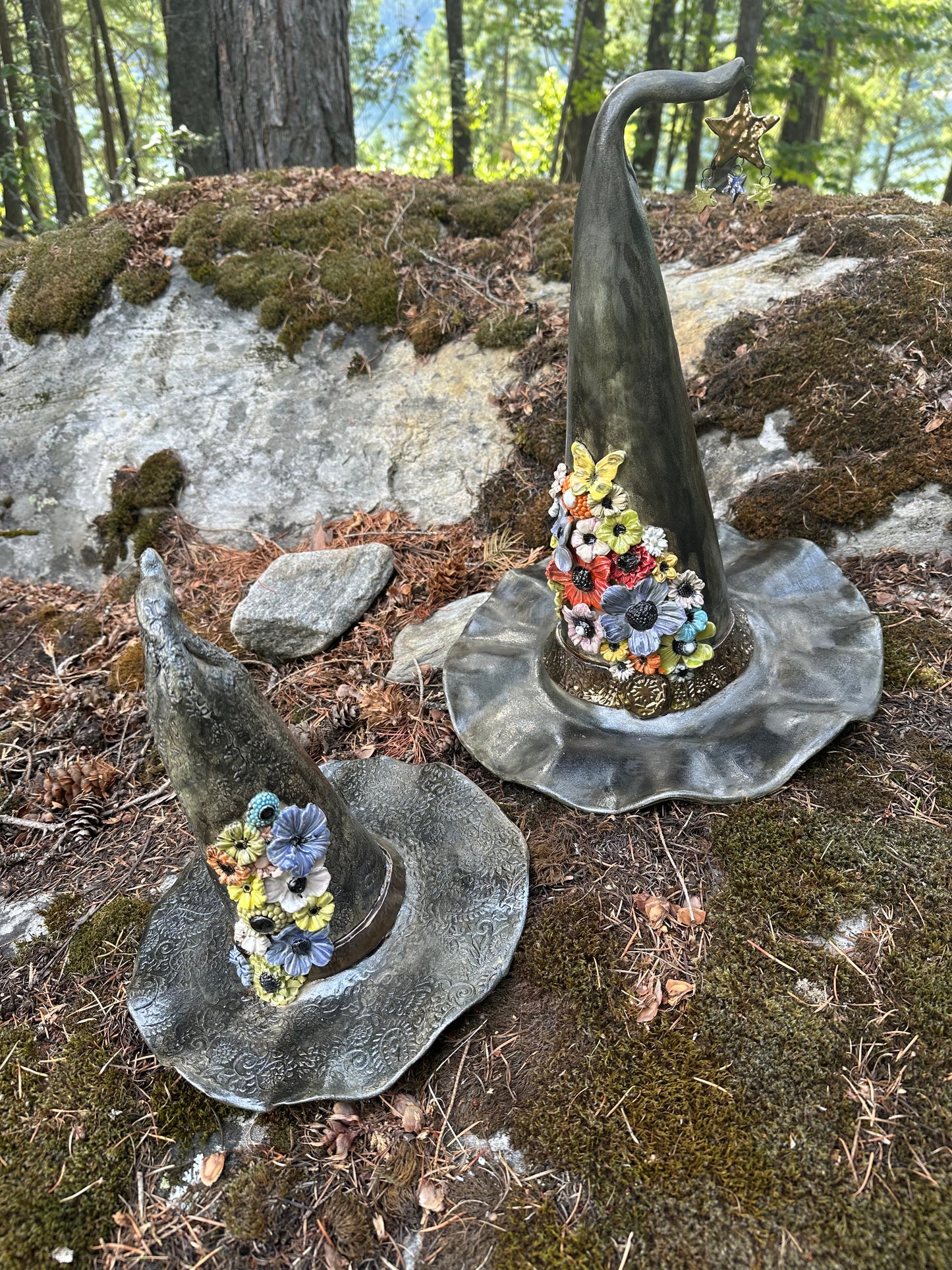 Large Floral Witch Hat (approximately 15” tall)