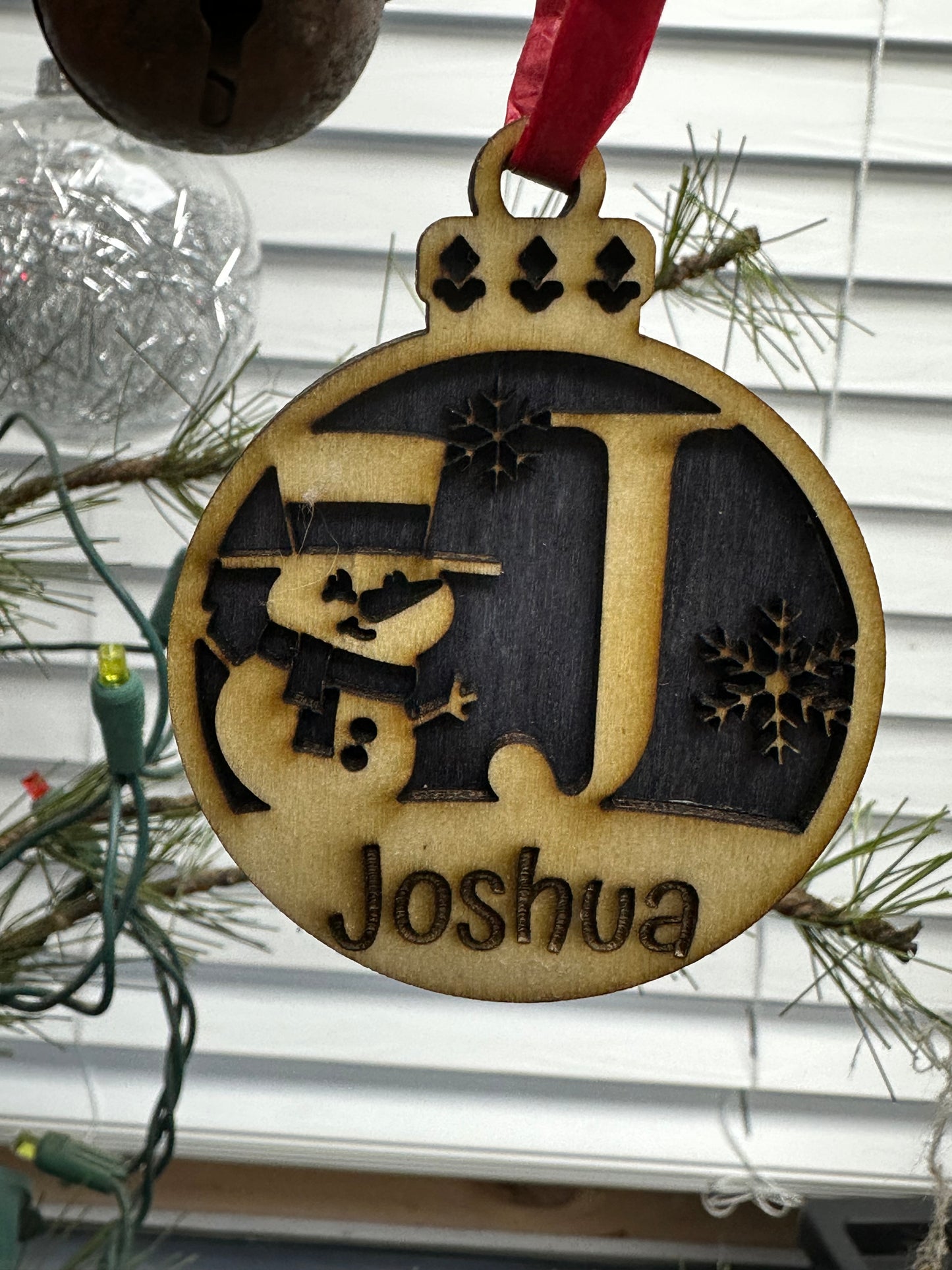 Laser Engraved Monogram Christmas Ornaments with Customization
