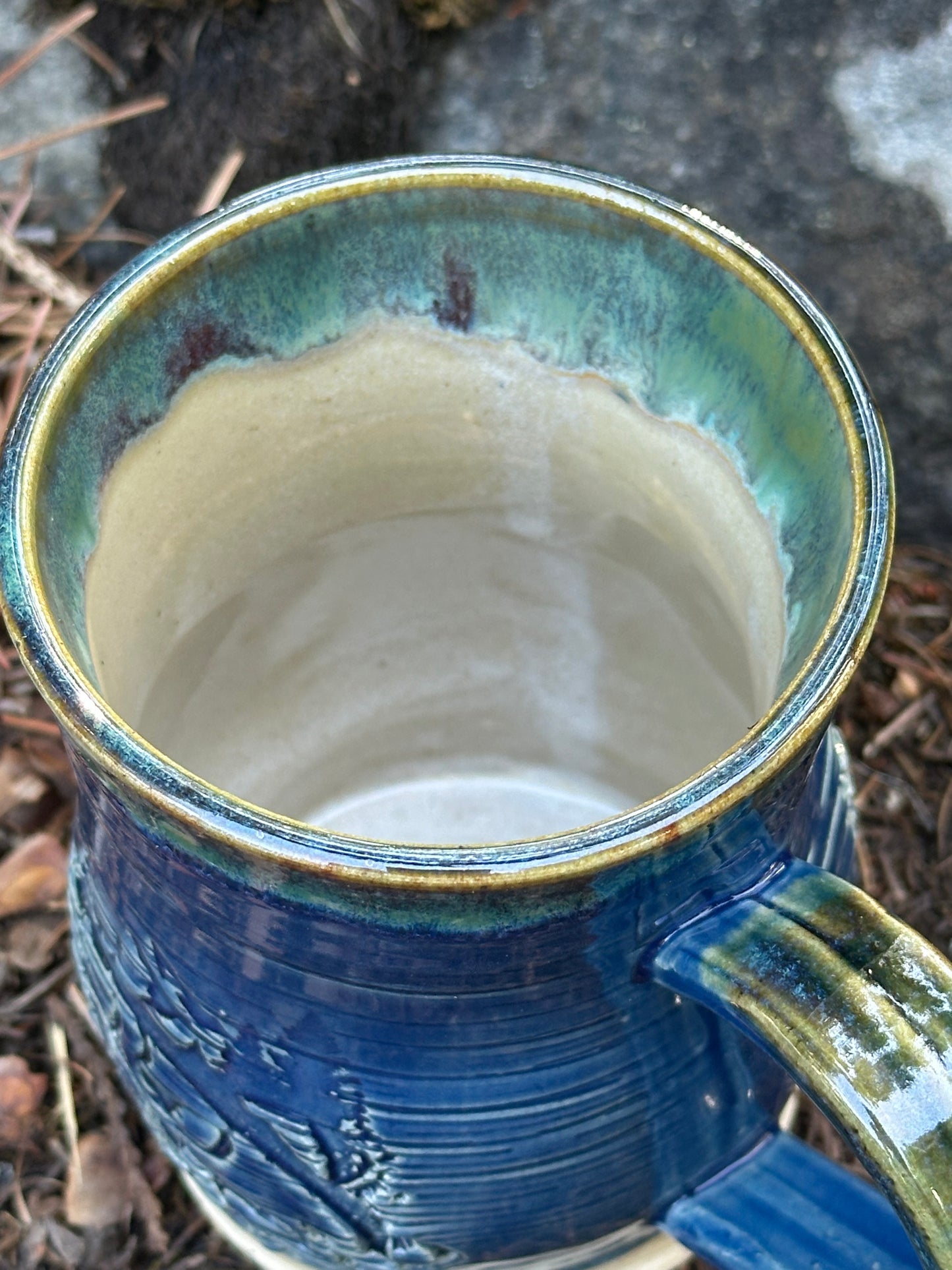 Blue Trout Fish Jumping Pottery/Ceramic Mug approx. 16 oz. (250011)