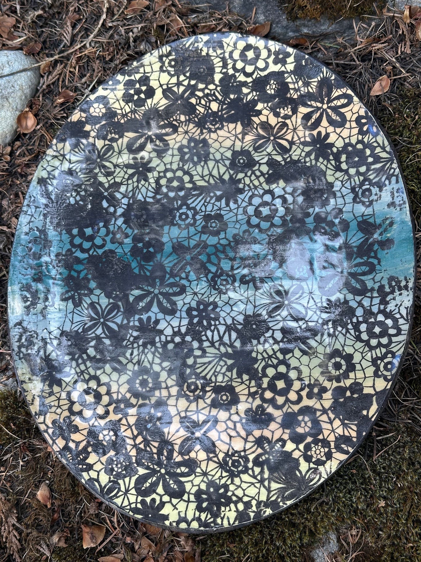 Ombré Silk Lace Silkscreen Serving Tray