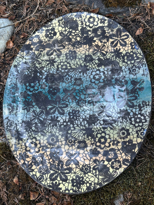 Ombré Silk Lace Silkscreen Serving Tray