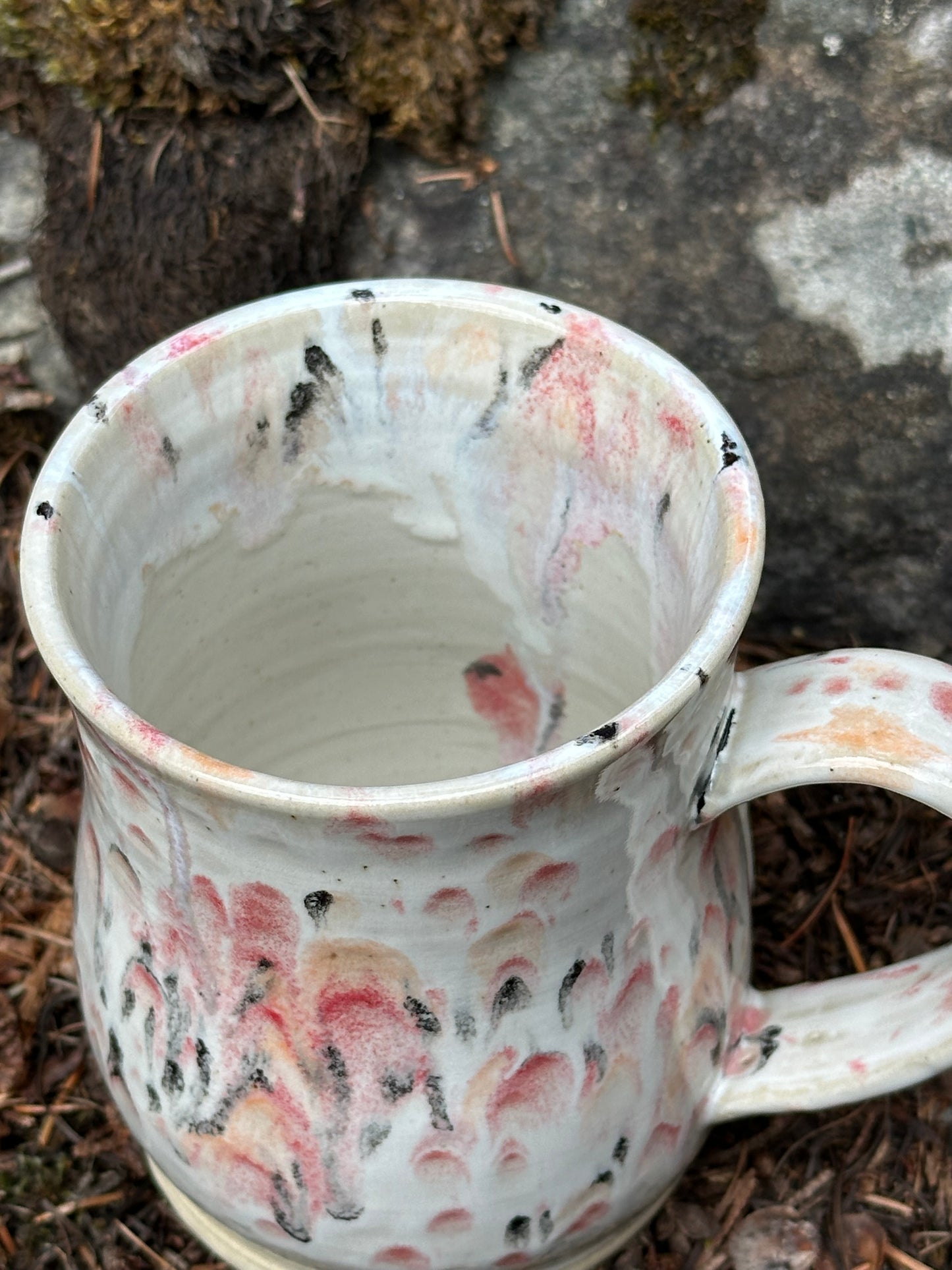 Handmade Pottery Gnome Mug - Pink Confetti (approx. 16 ounces)