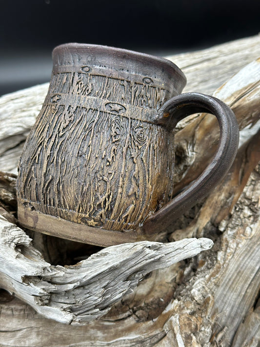Dark Brown Textured Barrel Mug approximately 20 ounces (M0105)