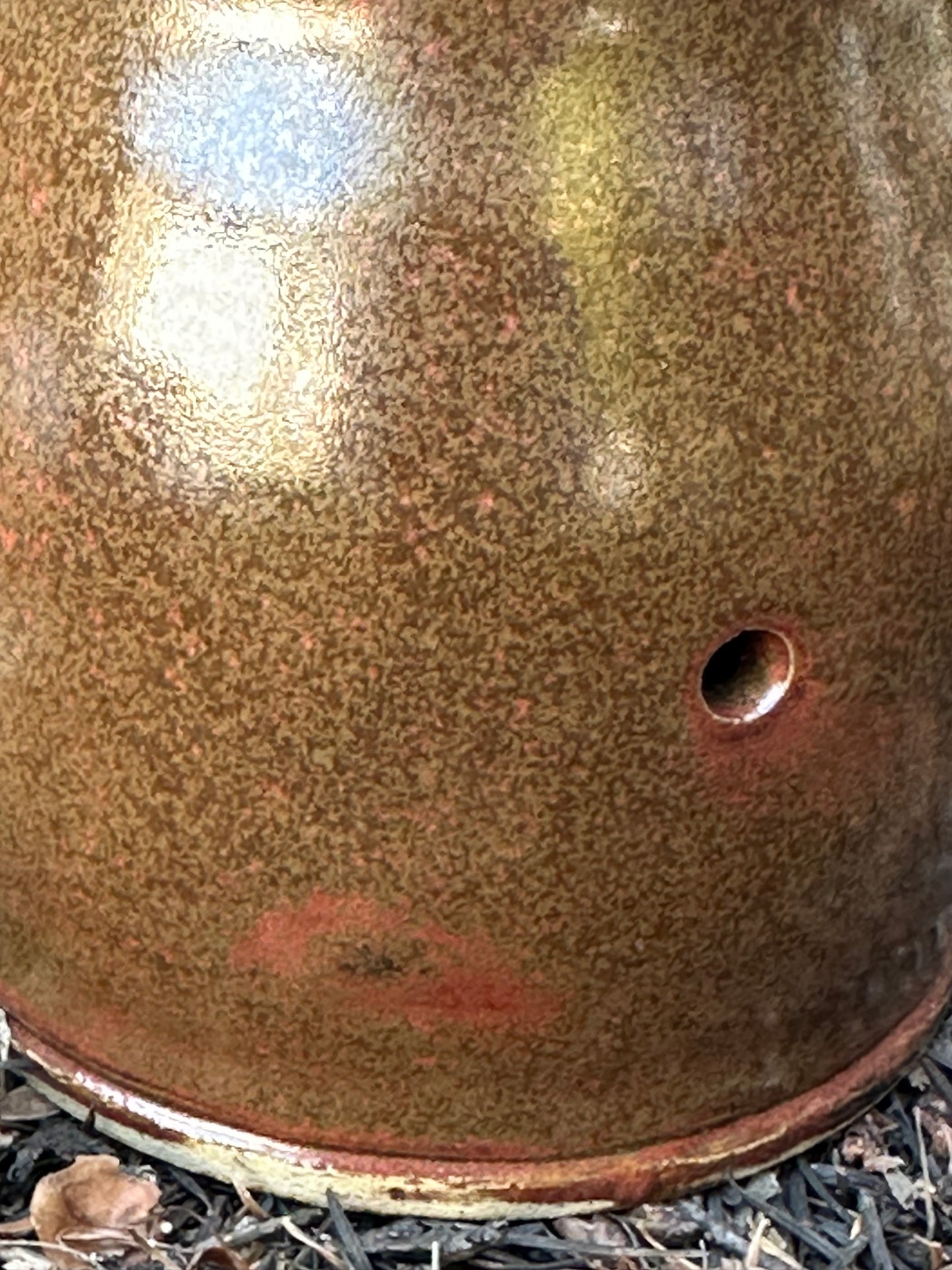 Pottery (Ceramic) Brown with Red Accents Garlic Keeper