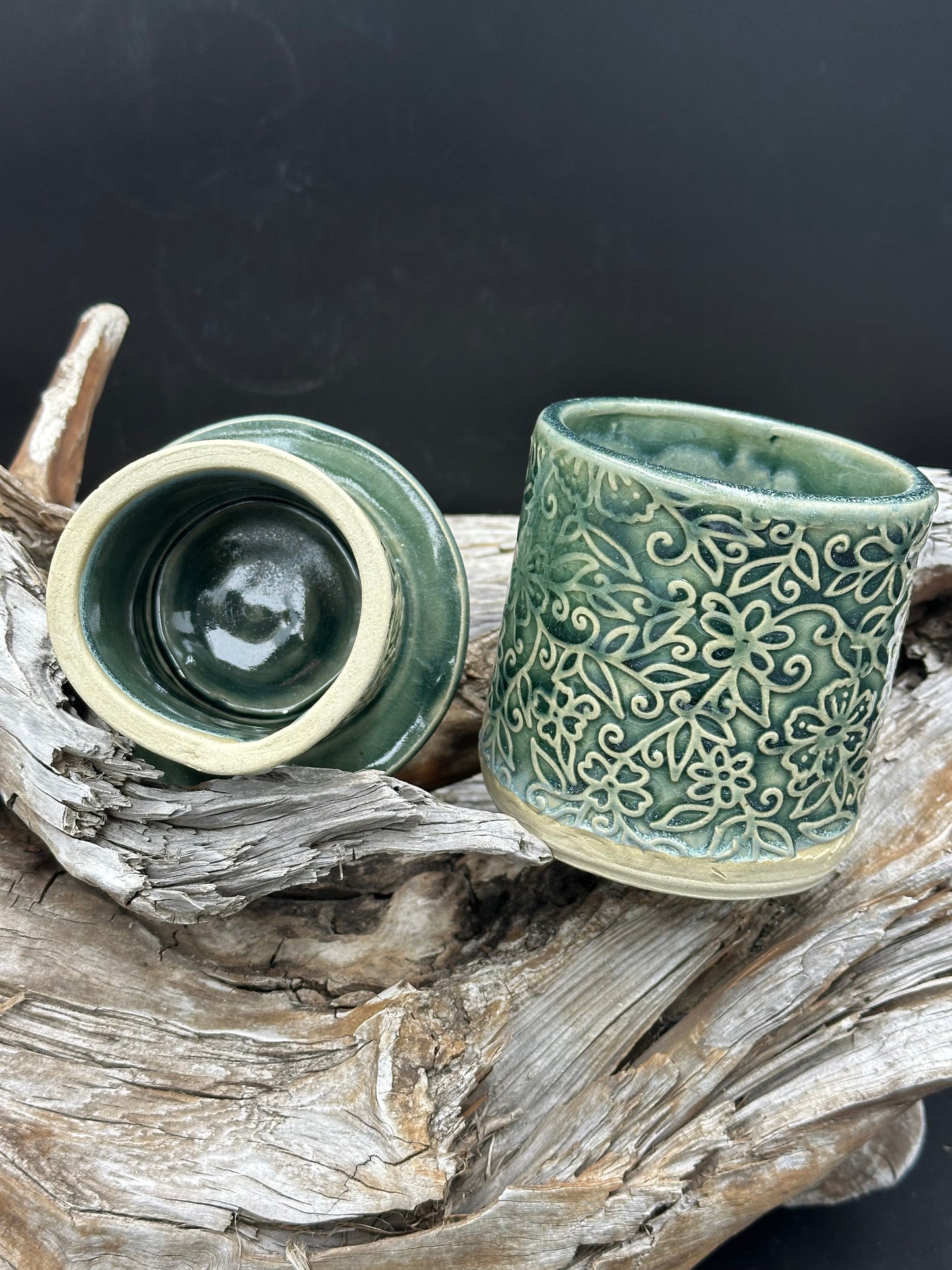 Hand Built Pottery Butter Keeper