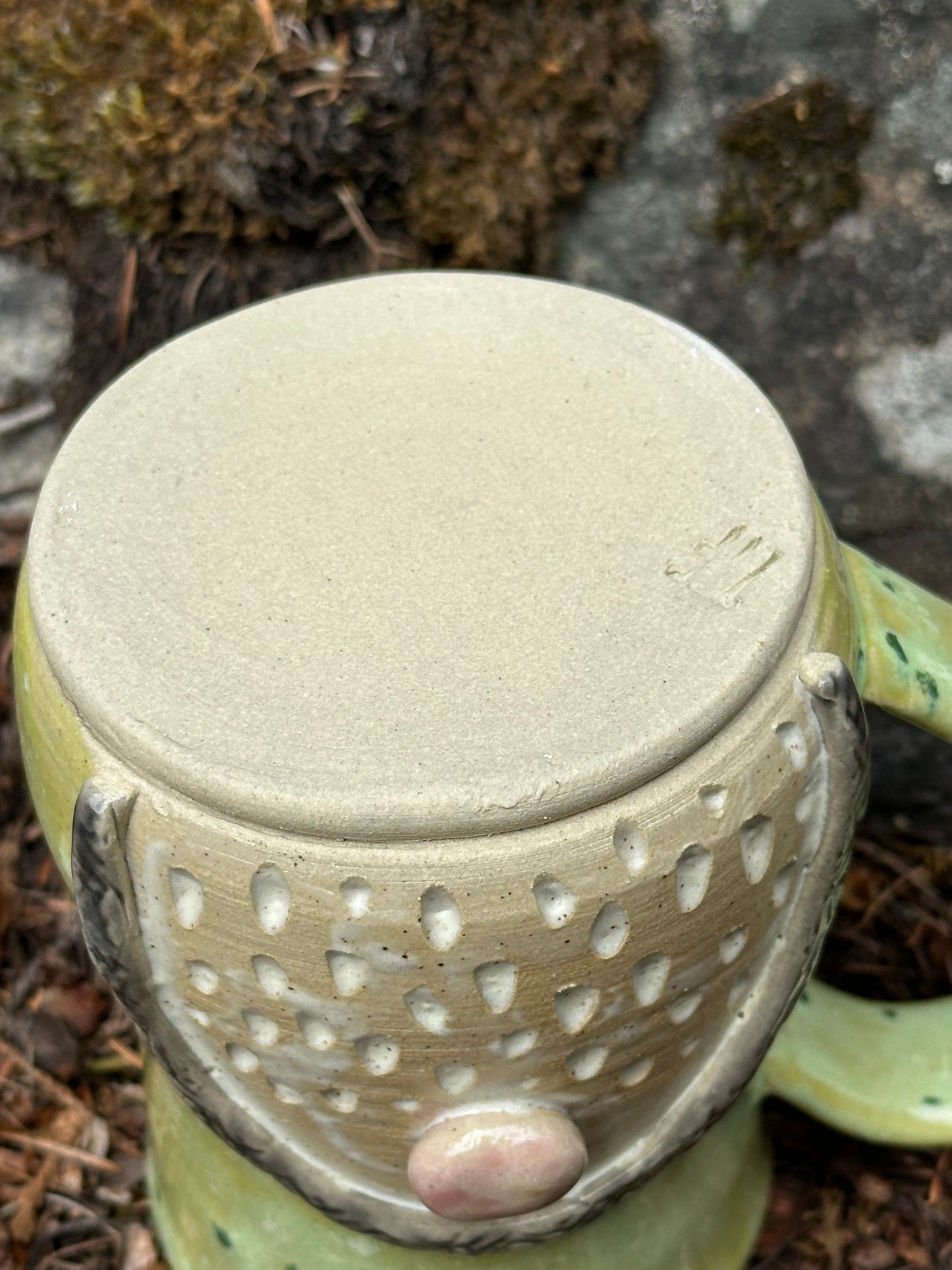 Handmade Pottery Gnome Mug - Pink Confetti (approx. 16 ounces)