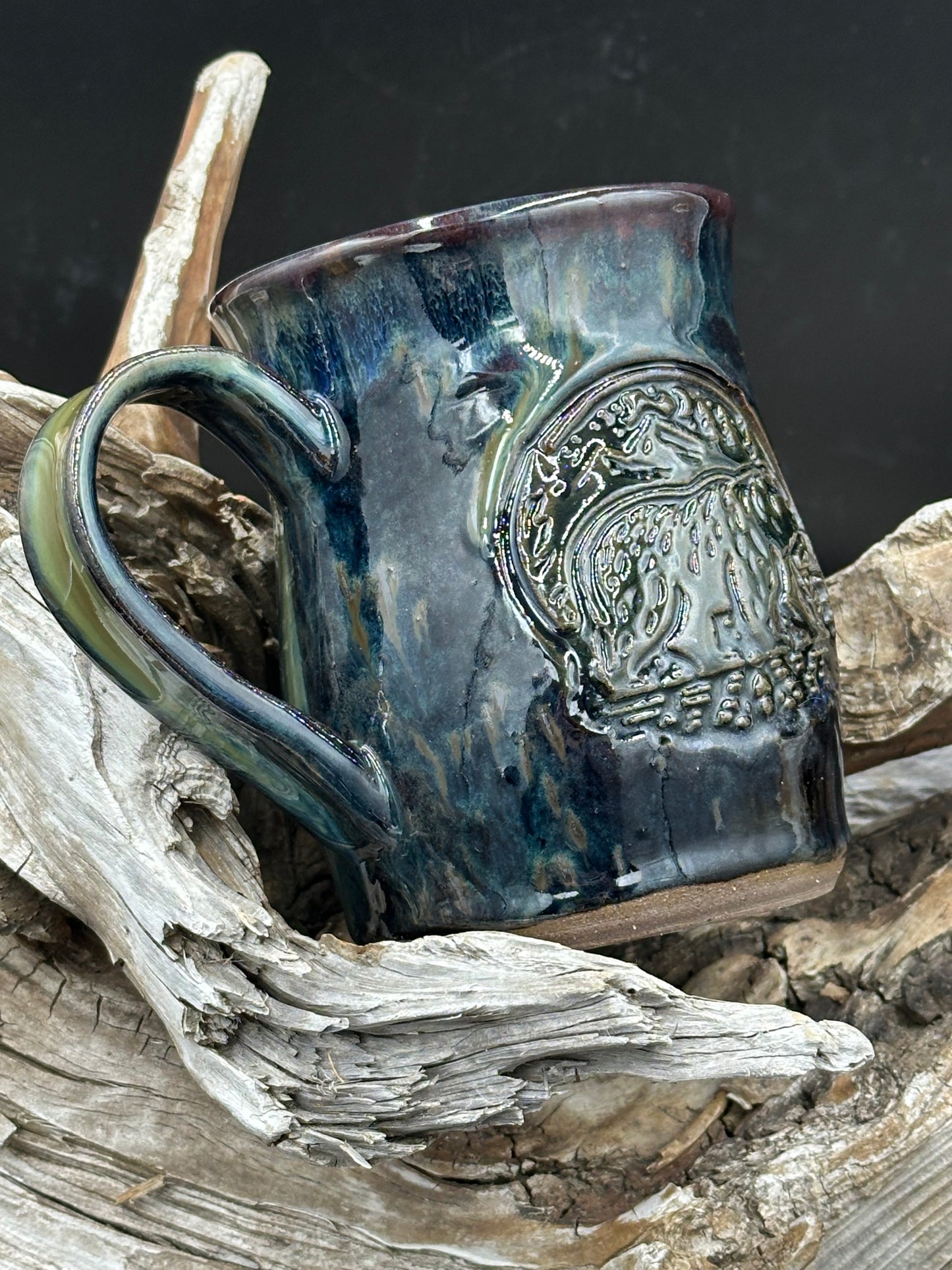Bear in the Woods Pottery Mug/Cup (M0125) approximately 16 ounces
