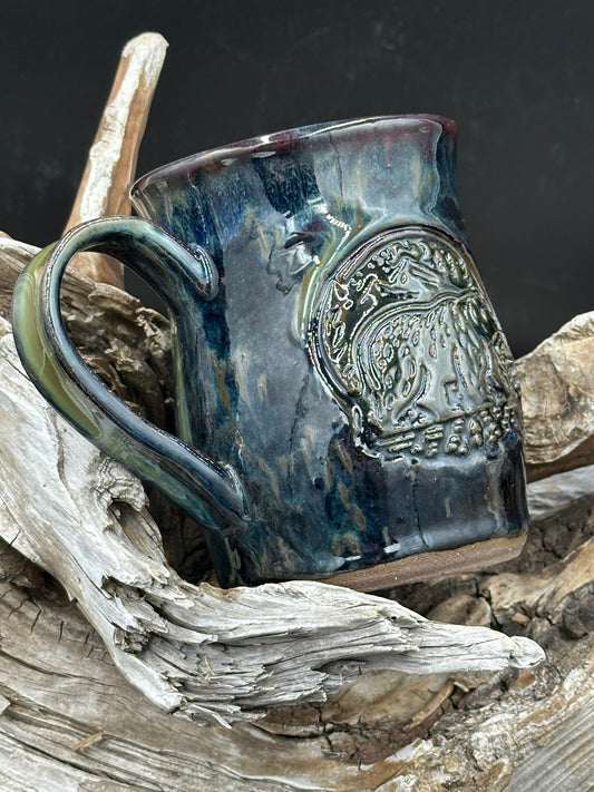 Bear in the Woods Pottery Mug/Cup (M0125) approximately 16 ounces