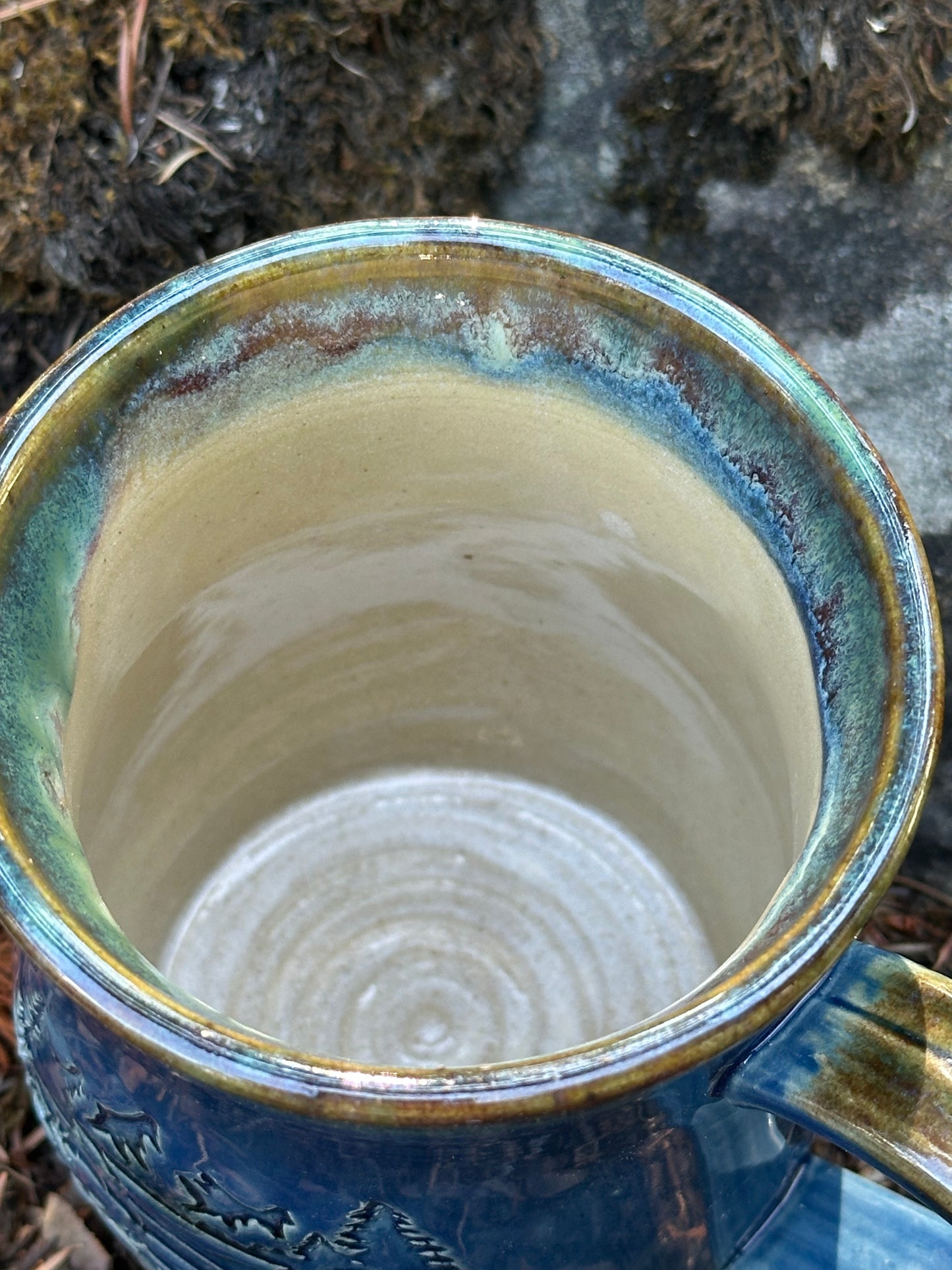 Blue Trout Fish Jumping Pottery/Ceramic Mug approx. 16 oz. (250006)