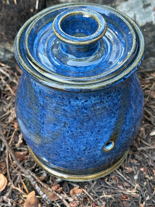 Pottery (Ceramic) Blue Bellied Garlic Keeper