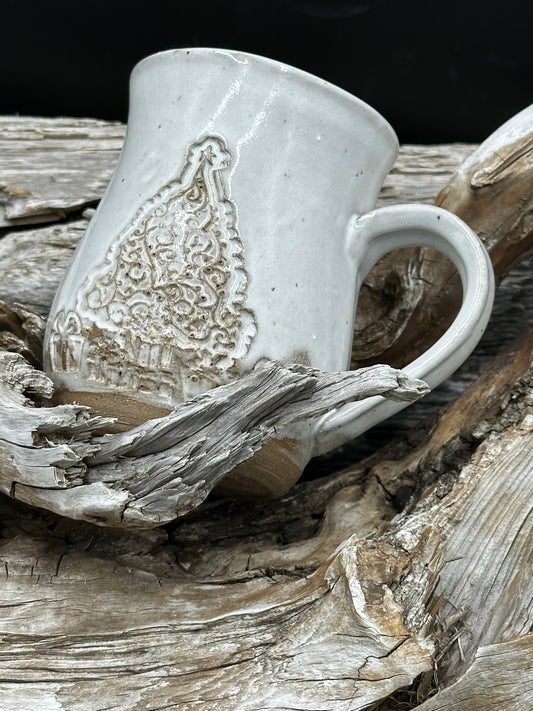 White Hand Built Textured Christmas Tree Mug approximately 16 ounces (M0110)