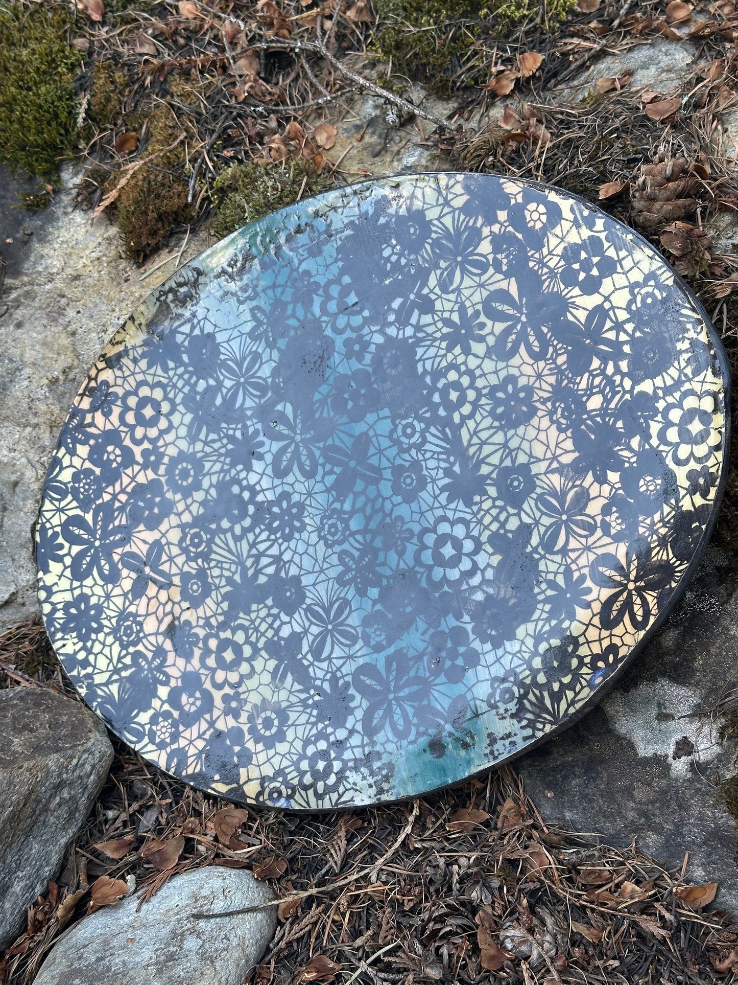 Ombré Silk Lace Silkscreen Serving Tray