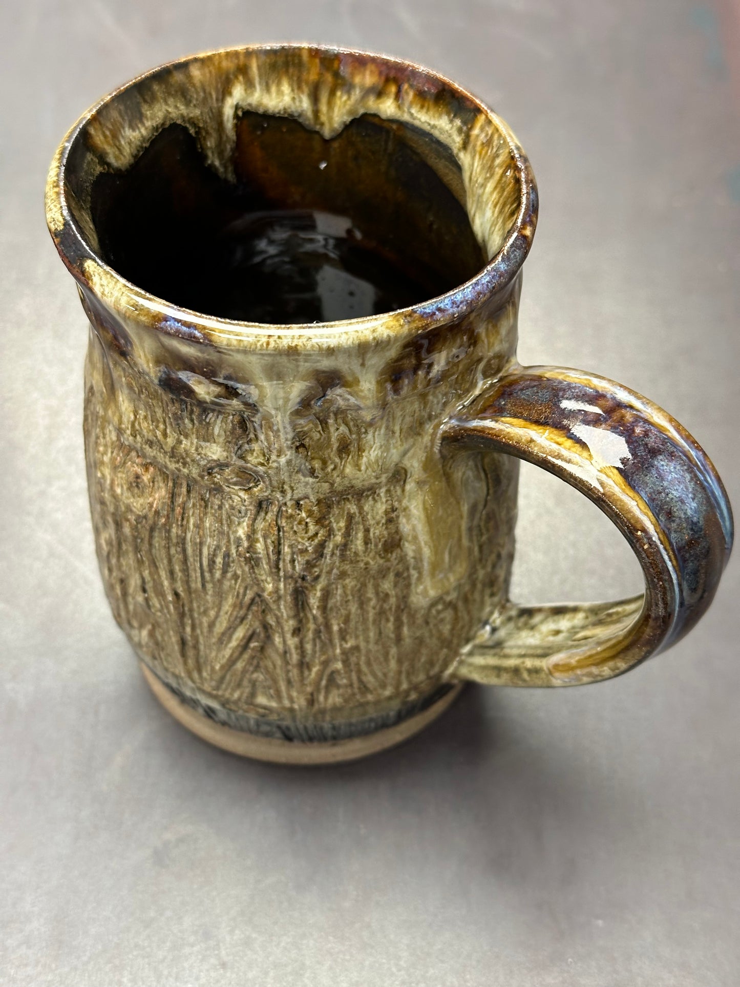 Ivory Washed Barrel Textured Mug approximately 20 ounces (M0107)