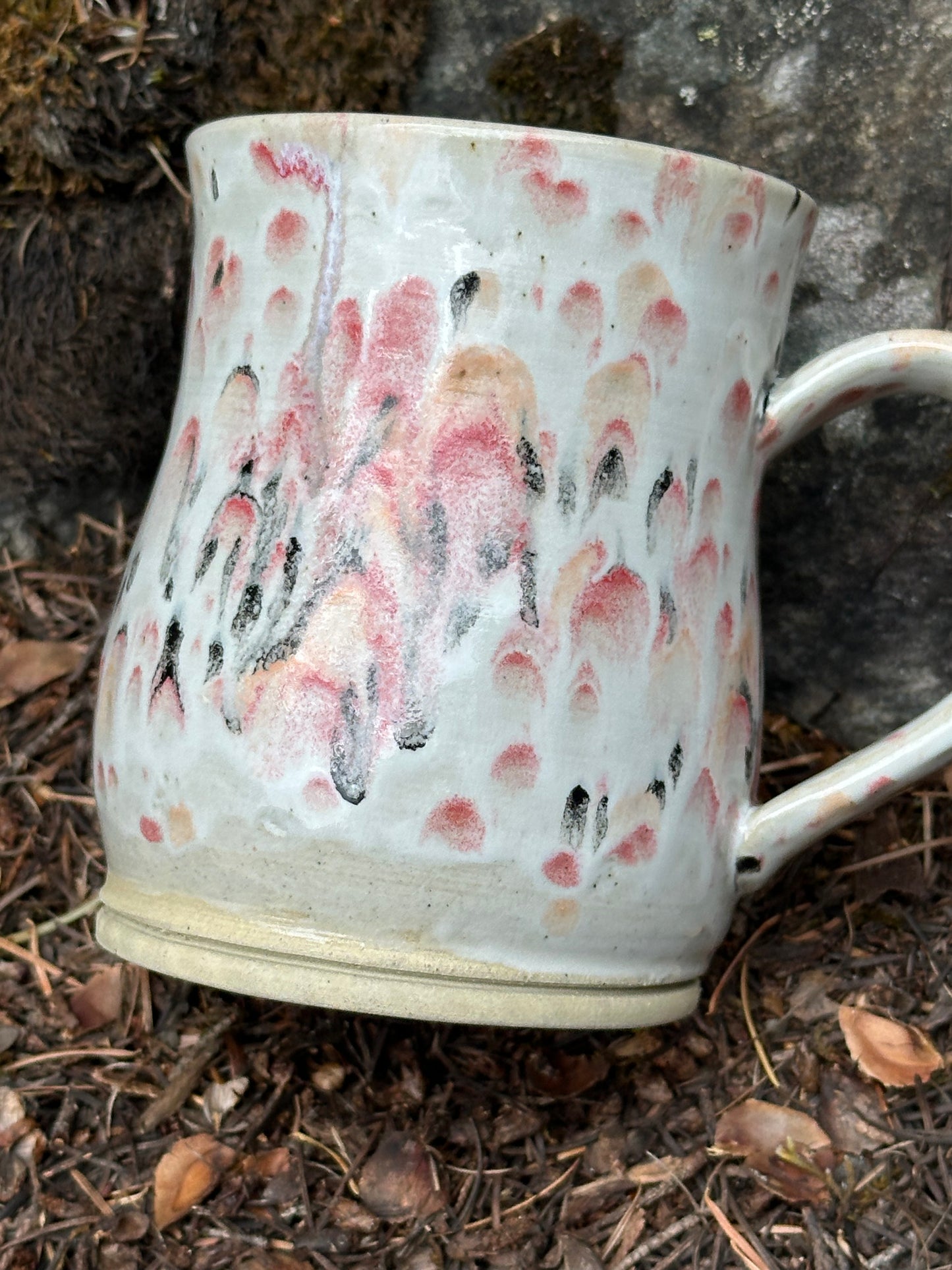 Handmade Pottery Gnome Mug - Pink Confetti (approx. 16 ounces)