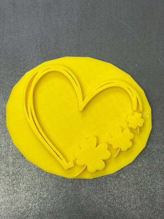 Doodle Heart with Shamrock Trio 3D Printed Stamp