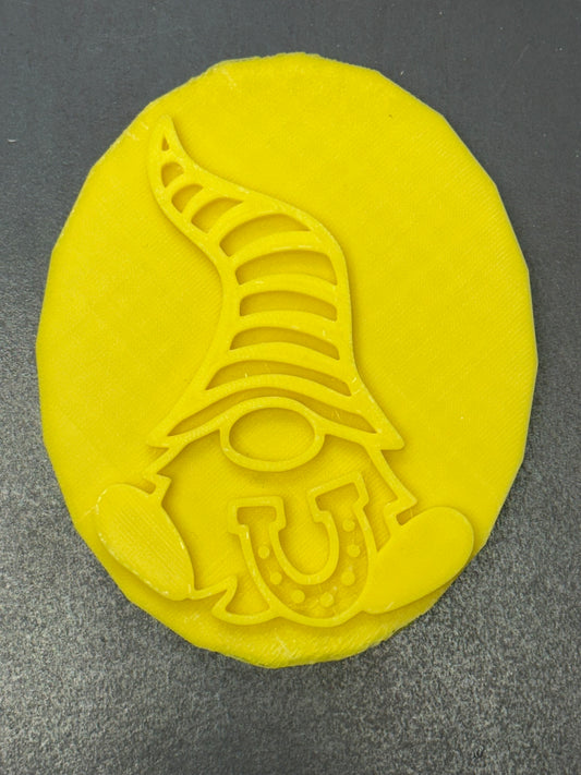 Gnome with Lucky Horseshoe Oval 3D Printed Stamp